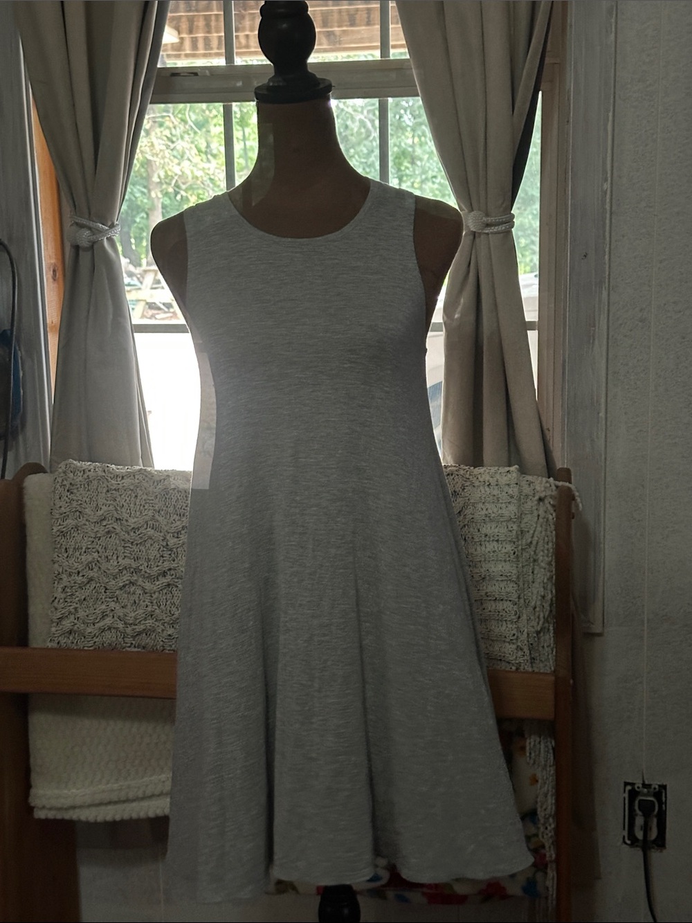 Aerie Gray Sleeveless Swing Dress XS Soft Stretch Mini Dress